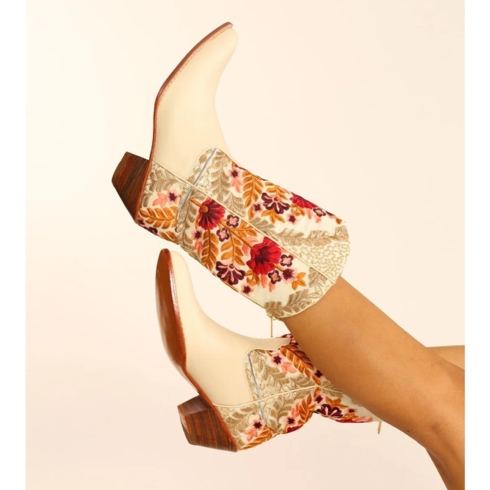 Anthropologie Momo New York Embroidered Silk Western Boots Aniles Size 39/9 New — image 2 of 8